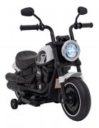 Ramiz Motocicleta electrica pentru copii Chopper Faster AHL008 78x30x55 cm alb 20W cu lumini panou audio si indicator incarcare