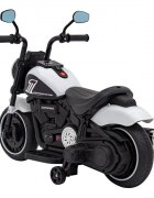 Ramiz Motocicleta electrica pentru copii Chopper Faster AHL008 78x30x55 cm alb 20W cu lumini panou audio si indicator incarcare