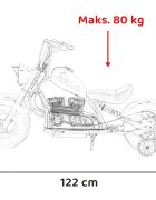 Ramiz Motocicleta electrica pentru copii Chopper Warrior Black motor de 350W cu doua baterii de 18V9Ah pornire prin buton cu rotile gonflabile panou audio integrat cu MP3 USB lumini LED sarcina maxima 80 kg