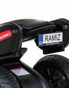 Ramiz Motocicleta electrica pentru copii Fast Tourist 83x35x63 cm alb 18W cu lumini scaun piele si panou audio