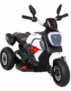 Ramiz Motocicleta electrica pentru copii Fast Tourist 83x35x63 cm alb 18W cu lumini scaun piele si panou audio