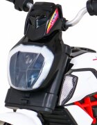 Ramiz Motocicleta electrica pentru copii Fast Tourist 83x35x63 cm alb 18W cu lumini scaun piele si panou audio