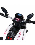 Ramiz Motocicleta electrica pentru copii Fast Tourist 83x35x63 cm alb 18W cu lumini scaun piele si panou audio