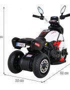 Ramiz Motocicleta electrica pentru copii Fast Tourist 83x35x63 cm alb 18W cu lumini scaun piele si panou audio