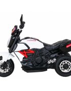 Ramiz Motocicleta electrica pentru copii Fast Tourist 83x35x63 cm alb 18W cu lumini scaun piele si panou audio