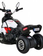 Ramiz Motocicleta electrica pentru copii Fast Tourist 83x35x63 cm alb 18W cu lumini scaun piele si panou audio