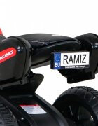 Ramiz Motocicleta electrica pentru copii Fast Tourist 83x35x63 cm rosu 18W cu lumini scaun piele si panou audio