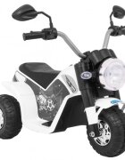 Ramiz Motocicleta electrica pentru copii MiniBike 71x53x57 cm alb cu scaun piele panou audio sunete si lumini