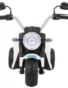 Ramiz Motocicleta electrica pentru copii MiniBike 71x53x57 cm alb cu scaun piele panou audio sunete si lumini