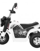 Ramiz Motocicleta electrica pentru copii MiniBike 71x53x57 cm alb cu scaun piele panou audio sunete si lumini