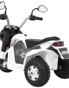 Ramiz Motocicleta electrica pentru copii MiniBike 71x53x57 cm alb cu scaun piele panou audio sunete si lumini