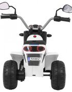 Ramiz Motocicleta electrica pentru copii MiniBike 71x53x57 cm alb cu scaun piele panou audio sunete si lumini