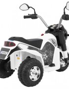 Ramiz Motocicleta electrica pentru copii MiniBike 71x53x57 cm alb cu scaun piele panou audio sunete si lumini