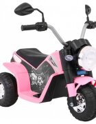 Ramiz Motocicleta electrica pentru copii MiniBike 71x53x57 cm roz cu scaun piele panou audio sunete si lumini