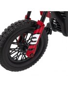 Ramiz Motocicleta electrica pentru copii Pantone rosu 361C cu 2 roti ajutatoare panou audio pornire lenta scaun piele si roti din spuma Eva 108x59x72 cm