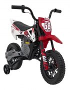 Ramiz Motocicleta electrica pentru copii Pantone rosu 361C cu 2 roti ajutatoare panou audio pornire lenta scaun piele si roti din spuma Eva 108x59x72 cm