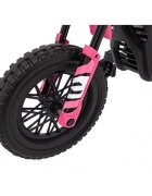 Ramiz Motocicleta electrica pentru copii Pantone roz 361C cu 2 roti ajutatoare panou audio pornire lenta scaun piele si roti din spuma Eva 108x59x72 cm