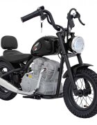 Ramiz Motocicleta electrica pentru copii Speed Power Black pornire la cheie motor 250W baterie 24V7Ah roti pneumatice scaun ergonomic din piele lumina frontala LED claxon muzica preinstalata pana la 80 kg