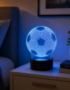 Redline Lampa LED 3D forma minge de fotbal cu telecomanda schimbarea modurilor de iluminare si a culorilor reglarea intensitatii luminii buton tactil alimentare USB si baterii Albastru