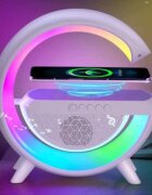 Redline Lampa LED RGB cu boxa bluetooth si incarcare wireless difuzor audio lumina ambientala suport telefon usb design modern 24 x 23 x 8 cm