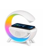 Redline Lampa LED RGB cu boxa bluetooth si incarcare wireless difuzor audio lumina ambientala suport telefon usb design modern 24 x 23 x 8 cm