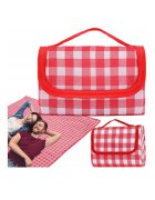 Redline Patura pentru picnic pliabila cu maner saltea iarba camping model carouri rosu 200x200 cm
