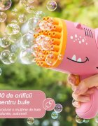 Redline Pistol automat de facut baloane de sapun 40 de orificii portabil compact crocodil roz