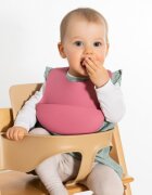 REER Bavetica reglabila din silicon moale cu buzunar colector Eatn Tidy Roz 25044