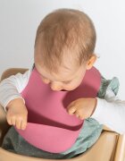 REER Bavetica reglabila din silicon moale cu buzunar colector Eatn Tidy Roz 25044