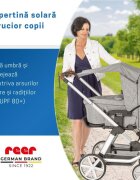 REER Copertina solara pentru carucior protectie UV UPF 80+ parasolar universal reglabil protectie vant si ploaie usoara prindere elastica universala montare rapida ShineSafe gri melange