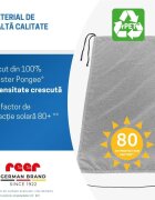 REER Copertina solara pentru carucior protectie UV UPF 80+ parasolar universal reglabil protectie vant si ploaie usoara prindere elastica universala montare rapida ShineSafe gri melange