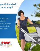 REER Copertina solara pentru carucior protectie UV UPF 80+ parasolar universal reglabil protectie vant si ploaie usoara prindere elastica universala montare rapida ShineSafe negru