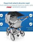 REER Copertina solara pentru carucior protectie UV UPF 80+ parasolar universal reglabil protectie vant si ploaie usoara prindere elastica universala montare rapida ShineSafe negru