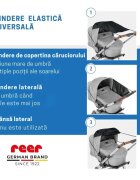 REER Copertina solara pentru carucior protectie UV UPF 80+ parasolar universal reglabil protectie vant si ploaie usoara prindere elastica universala montare rapida ShineSafe negru