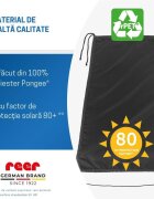 REER Copertina solara pentru carucior protectie UV UPF 80+ parasolar universal reglabil protectie vant si ploaie usoara prindere elastica universala montare rapida ShineSafe negru