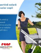 REER Copertina solara pentru carucior protectie UV UPF 80+ parasolar universal reglabil protectie vant si ploaie usoara prindere elastica universala montare rapida ShineSafe verde