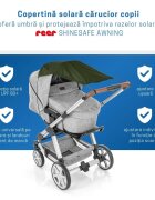 REER Copertina solara pentru carucior protectie UV UPF 80+ parasolar universal reglabil protectie vant si ploaie usoara prindere elastica universala montare rapida ShineSafe verde