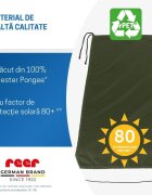 REER Copertina solara pentru carucior protectie UV UPF 80+ parasolar universal reglabil protectie vant si ploaie usoara prindere elastica universala montare rapida ShineSafe verde