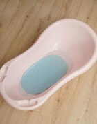 REER Covoras de baie antialunecare cu ventuze din cauciuc natural antibacterian oval 42 x 25 cm albastru MyHappyBath Mat 76023