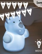 REER Lampa de veghe cu LED forma rinocer albastra Lumilu Mini Zoo Rhino