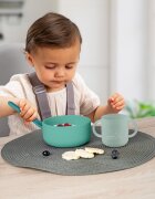 REER Set 4 piese vesela din silicon pentru copii fara BPA lavabile in masina de spalat vase Verde