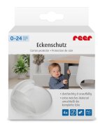 REER Set 4 protectii universale pentru colturi din plastic transparent cu banda adeziva rezistente la muscaturi fara PVC 82049