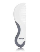 REER Set perie si pieptene ingrijire bebelusi cu par natural de capra alb cu gri BabyCare Hair 81070