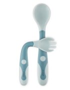 REER Tacamuri flexibile pentru copii lingurita si furculita fara BPA albastru 6+ luni