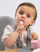 REER Tacamuri flexibile pentru copii lingurita si furculita fara BPA roz 6+ luni