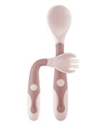 REER Tacamuri flexibile pentru copii lingurita si furculita fara BPA roz 6+ luni