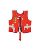 REER Vesta de inot pentru copii ajustabila 2-3 ani marimea S rosie cu imprimeu crocodil MySwimBuddy Swim Vest