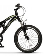 RICH BIKE Bicicleta pentru copii MTB-FS Carpat Alpin C20279A NegruVerde 20 inch schimbatoare Shimano frane V-brake