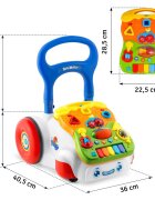 Ricokids Antepremergator educational multifunctional 2in1 Walker Car Alb cu panou interactiv detasabilpianangrenaje mobilezornaitoriroti cu blocare