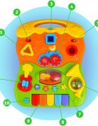 Ricokids Antepremergator educational multifunctional 2in1 Walker Car Alb cu panou interactiv detasabilpianangrenaje mobilezornaitoriroti cu blocare